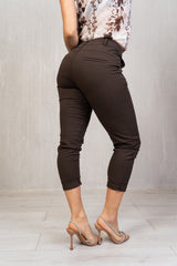 Pantalone slim in cotone elasticizzato Marrone