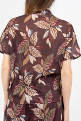 Camicia velata in cotone fantasia Forest Leaf.
