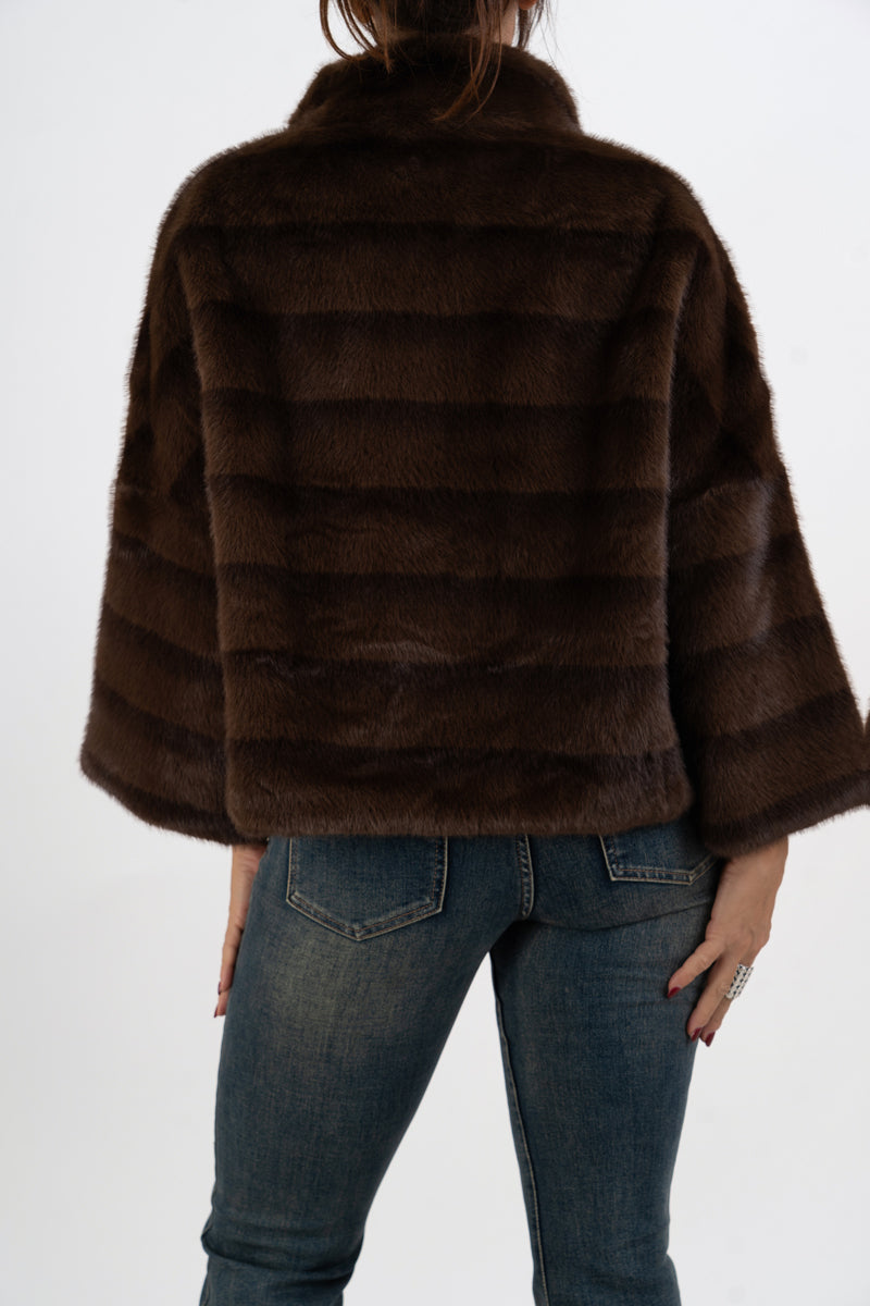 Pellicciotto Soft Stripes con zip dorata