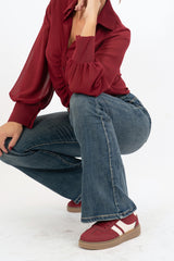 Sneakers in camoscio ed ecopelle bordeaux con suola in gomma