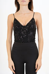 Body bustier in microrete con paillettes
