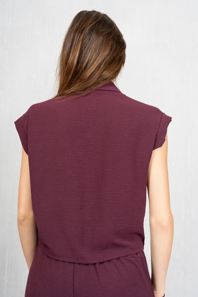 Camicia annodata con maniche corte
