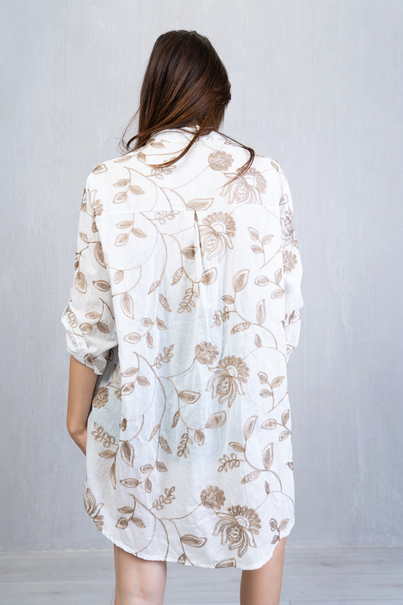 Camicia lunga ricamata oro