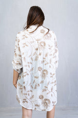 Camicia lunga ricamata oro