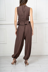 Completo in Tela Fiammata con Top Arricciato e Pantalone Palloncino