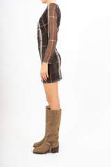 Abito corto in tulle fantasia CheckFlair drappeggiato