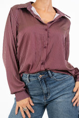 Camicia gessata in raso ShineStripe