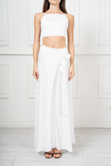 Completo Donna Top Crop e Gonna Pareo Lunga in Misto Viscosa