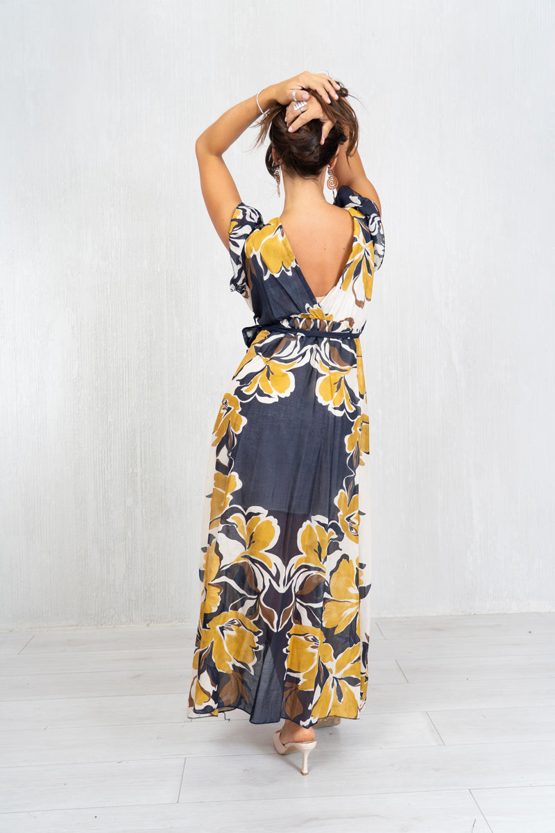 Abito incrociato Jungle Bloom in 100% cotone