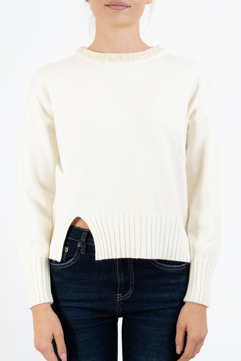 Maglione Pearl Dream con dettagli gioiello