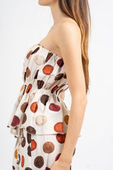 Top fascia a palloncino in cotone fantasia pois acquerello.