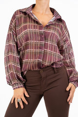Camicia in georgette velata ShineCheck con lurex