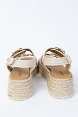 Sandali platform con fibbie e fondo corda