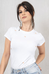 T-shirt conchiglia con perla