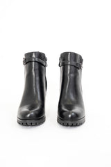 Tronchetti in ecopelle e camoscio nero con catena e tacco 8cm
