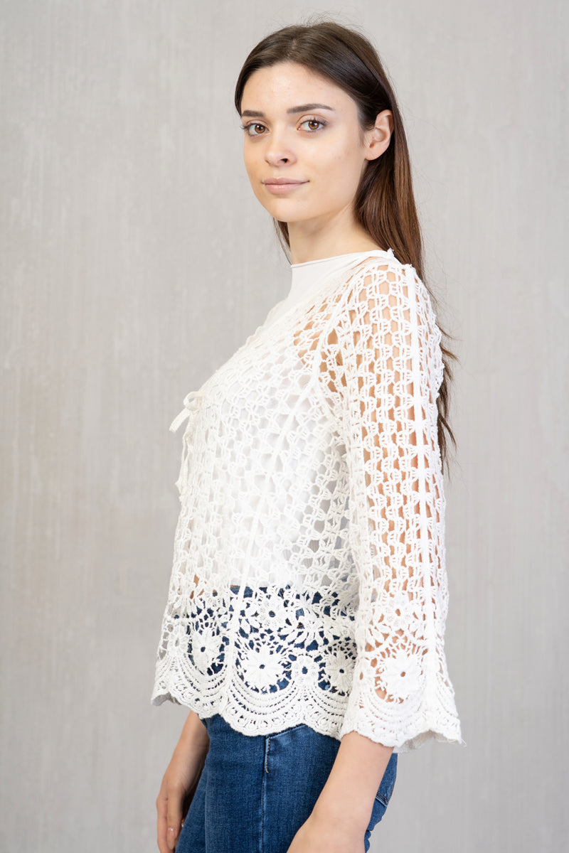 Cardigan crochet cotone