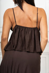 Top Fiammato con Scollo a Triangolo Made in Italy