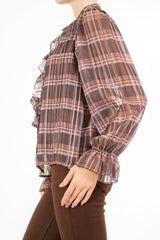 Maglia ShineCheck in georgette con rouche e lurex
