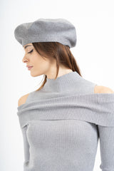 Basco in misto viscosa e lana con micro strass