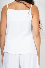 Top Gilet in Lino e Viscosa con Bottoni