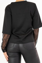 Maglia Lace Layer over con maniche in pizzo