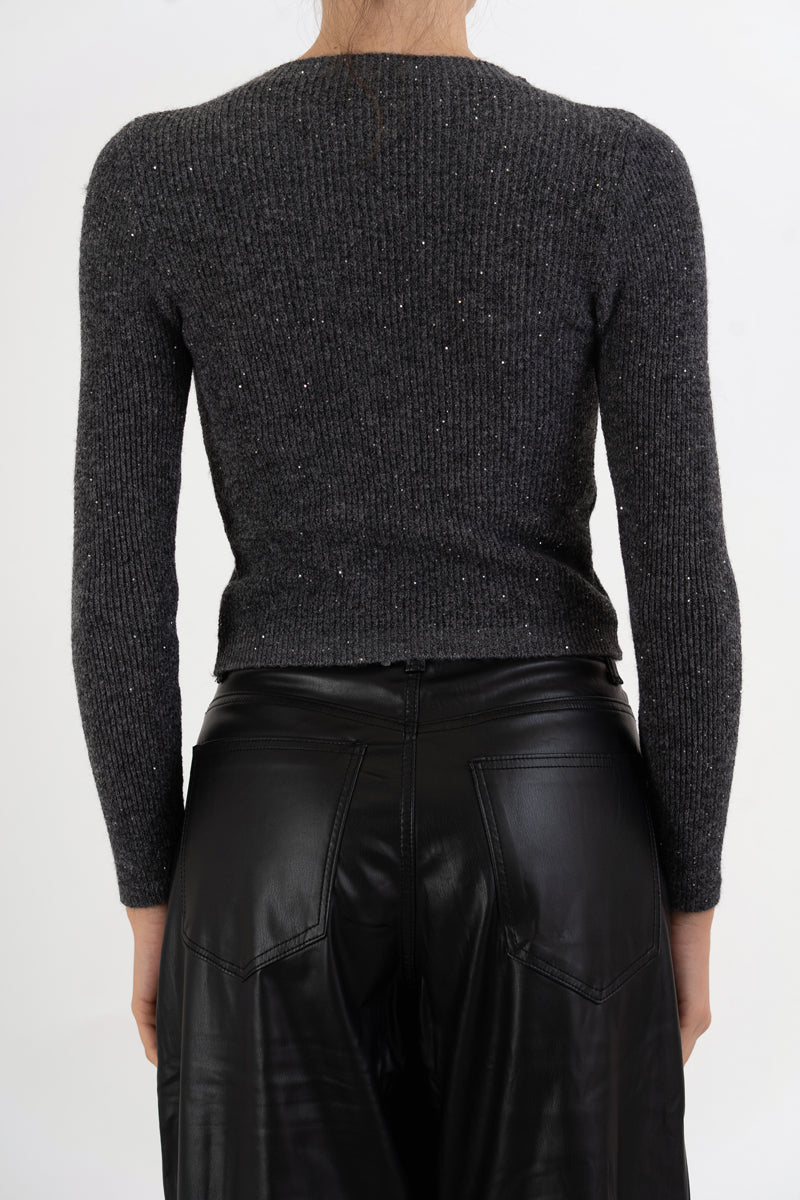 Maglia GlimmerCut con oblò e micro paillettes