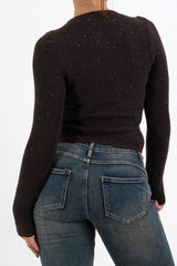 Maglia GlimmerCut con oblò e micro paillettes