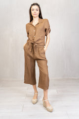 Pantagonna in 100% lino con elastico in vita