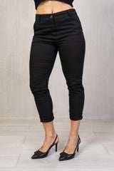 Pantalone slim in cotone elasticizzato Nero
