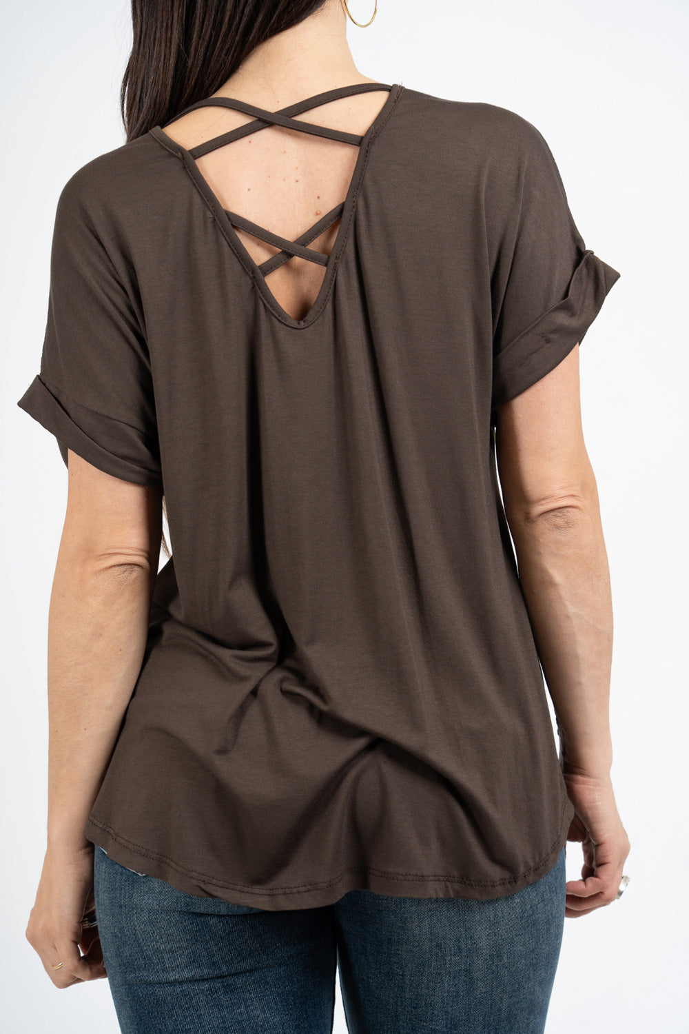 Maglia ampia in viscosa elasticizzata con scollo a V e incrocio sul retro.