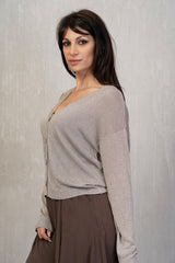 Cardigan leggero con filo lurex