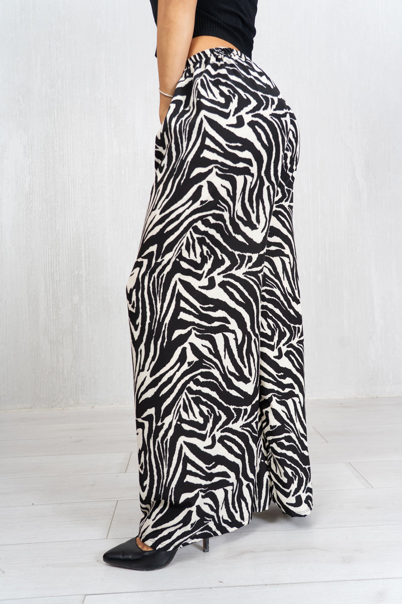 Pantalone Zebra Flow palazzo in misto viscosa