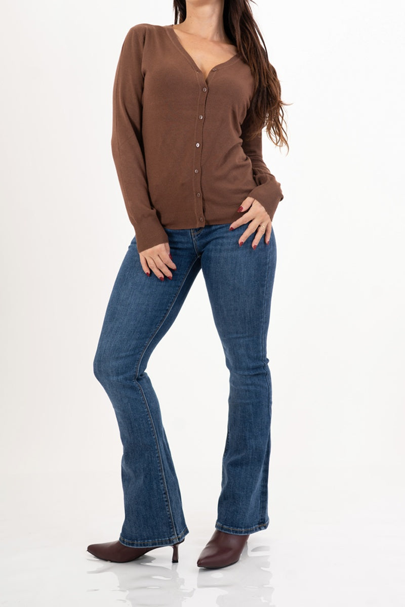 Cardigan in maglia fine con bottoni