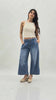 Pantalone ampio denim leggero con pinces e tasche invisibili