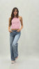 Jeans low waist wide leg in denim con lavaggio sfumato