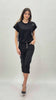 T-shirt con spalla scesa e applicazioni strass su spalla in cotone elasticizzato