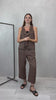 Completo Lino Marrone – Gilet con Volant e Pantalone Coordinato