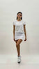 T-shirt con pendenti perle removibili in cotone elasticizzato