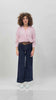 Blusa con scollo incrociato e fondo elastico in misto viscosa