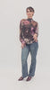 Blusa Sheer Bloom con Fiocco al Collo