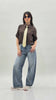 Jeans balloon a vita alta in denim con gamba arrotondata