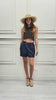Shorts chambray con cintura sottile e risvolto