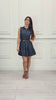 Abito chemisier midi in chambray gessato con cintura