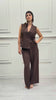 Completo gilet portafoglio e pantalone palazzo in misto viscosa