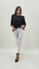 Jeans dritto in cotone bianco elasticizzato con taglio pulito