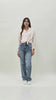 Jeans donna straight leg a vita regolare in denim con fondo dritto