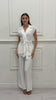 Completo Donna Gilet Smanicato con Pantalone Palazzo in Viscosa Effetto Fiammato