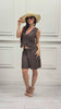 Completo gessato con gilet portafoglio e shorts in misto viscosa