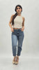 Jeans mom fit morbido in cotone e lyocell con lavaggio vintage