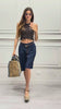 Bermuda effetto gonna in chambray con cintura